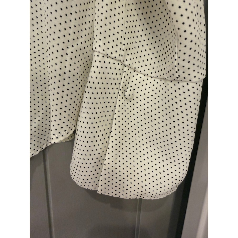 Maison d'Amelie Womens Button Front Blouse Size S Black White Long Sleeve - Picture 7 of 10
